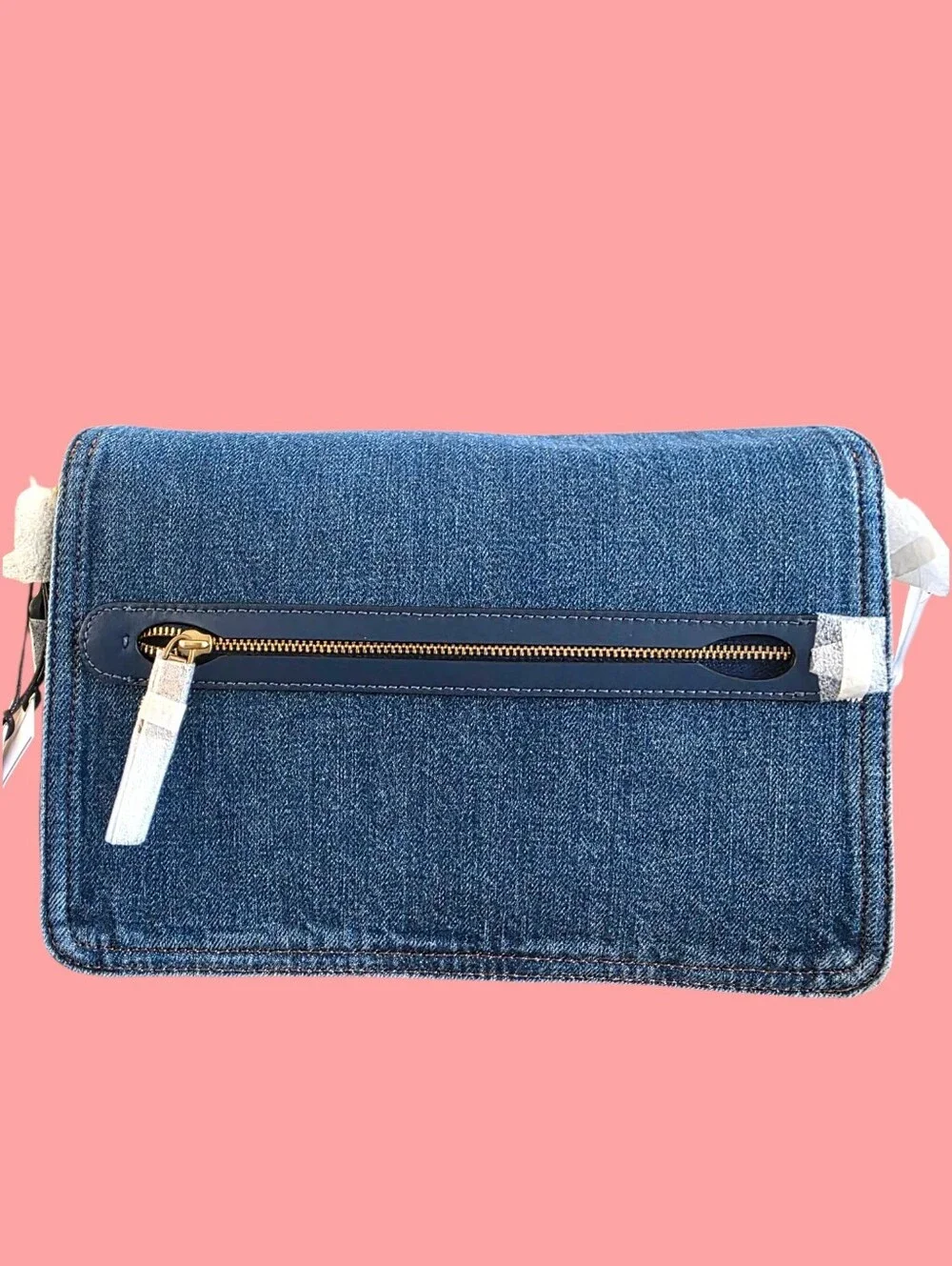 COACH Chain Tabby Denim Shoulder Bag Deep Blue Jean Wash NEW